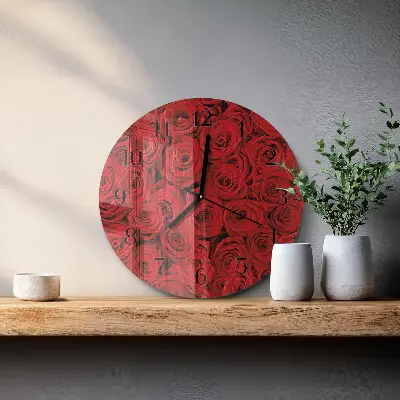 Wandklok glas decoratie rond Rozen