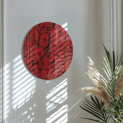 Wandklok glas decoratie rond Rozen