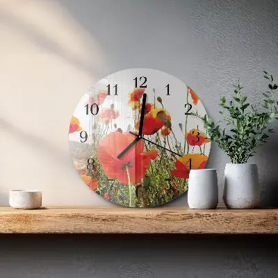 Klok glas met opdruk rond Klaprozen