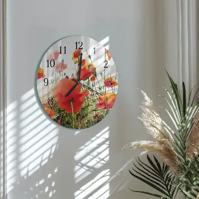 Klok glas met opdruk rond Klaprozen