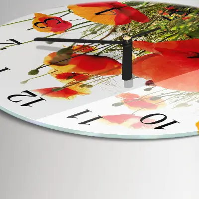 Klok glas met opdruk rond Klaprozen