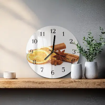Wandklok glas decoratie rond Vanille met citroen