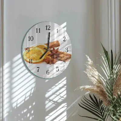 Wandklok glas decoratie rond Vanille met citroen