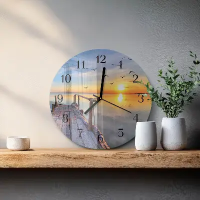 Ronde glazen wandklok Pier