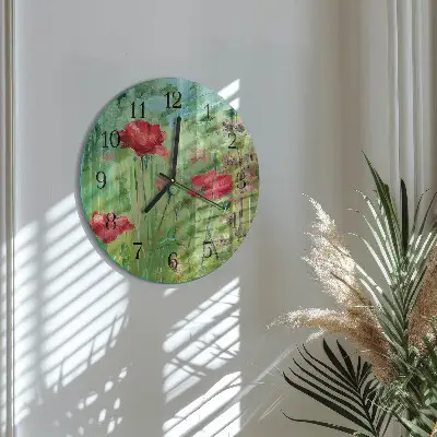 Ronde glazen klok Klaprozen
