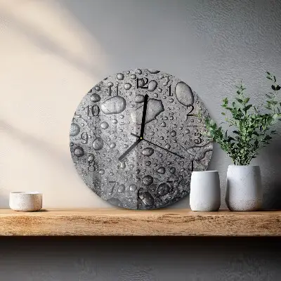 Ronde glazen wandklok Druppels