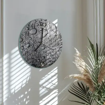 Ronde glazen wandklok Druppels