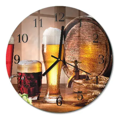 Ronde glazen wandklok Een biervat