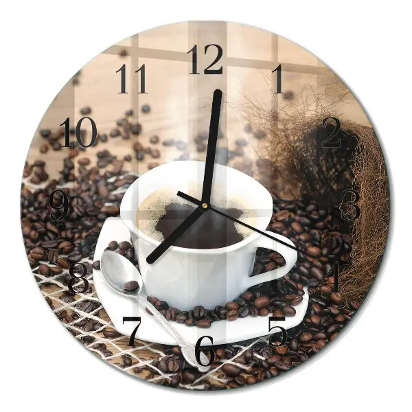 Wandklok glas decoratie rond Een kopje koffie