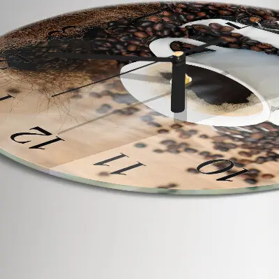 Wandklok glas decoratie rond Een kopje koffie