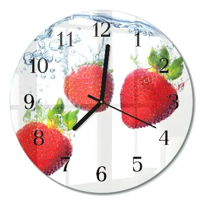 Ronde glas klok Aardbeien