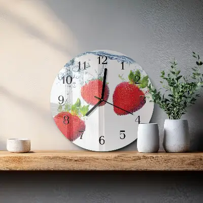 Ronde glas klok Aardbeien