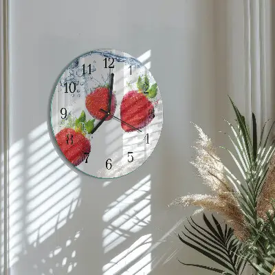 Ronde glas klok Aardbeien