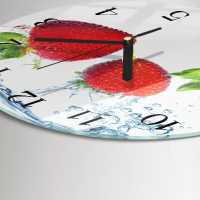 Ronde glas klok Aardbeien