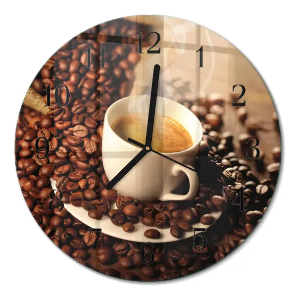 Klok glas met opdruk rond Een kopje koffie