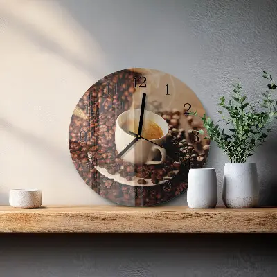 Klok glas met opdruk rond Een kopje koffie