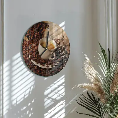 Klok glas met opdruk rond Een kopje koffie