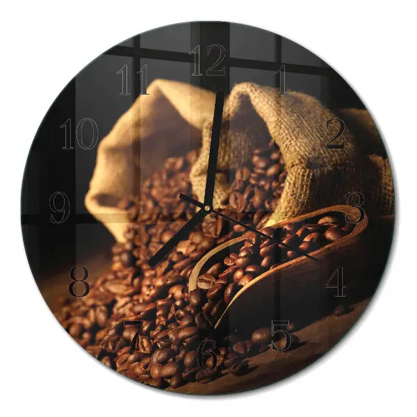 Wandklok glas decoratie rond Koffiebonen