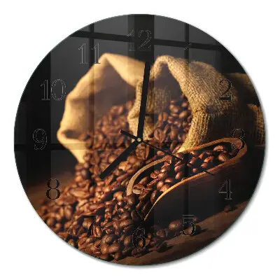 Wandklok glas decoratie rond Koffiebonen