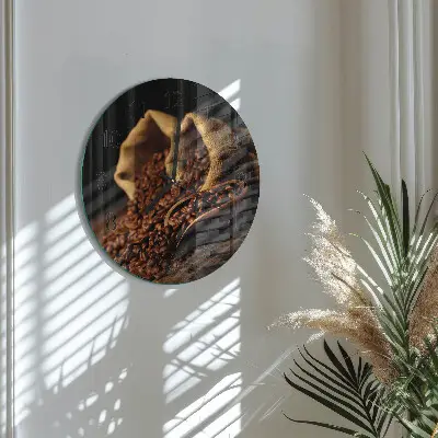 Wandklok glas decoratie rond Koffiebonen