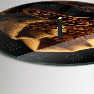 Wandklok glas decoratie rond Koffiebonen