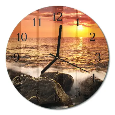Ronde glazen klok Zonsondergang