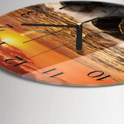 Ronde glazen klok Zonsondergang