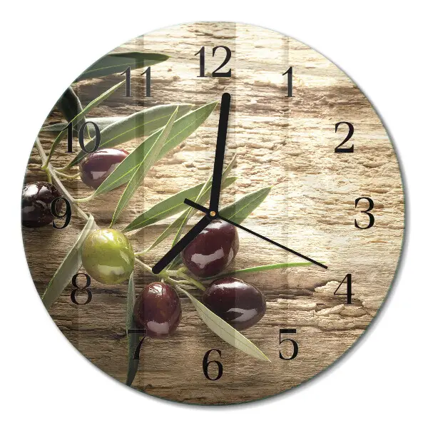 Klok glas met opdruk rond Olijven