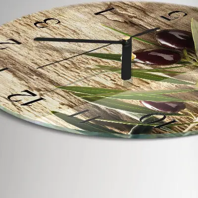 Klok glas met opdruk rond Olijven