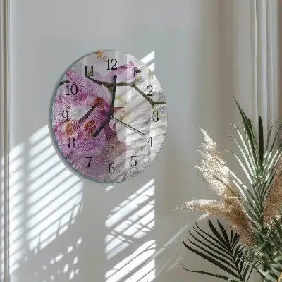 Klok glas met opdruk rond Orchidee