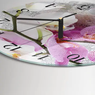 Klok glas met opdruk rond Orchidee