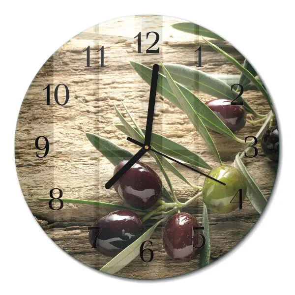 Wandklok glas decoratie rond Olijven
