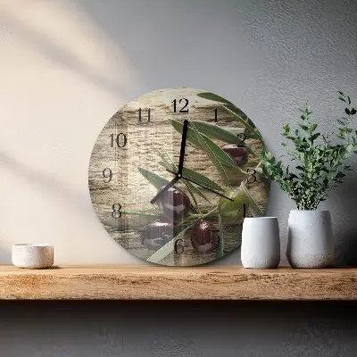 Wandklok glas decoratie rond Olijven