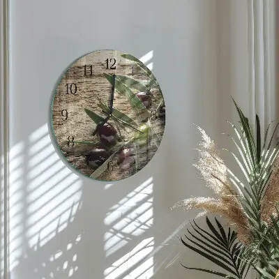 Wandklok glas decoratie rond Olijven