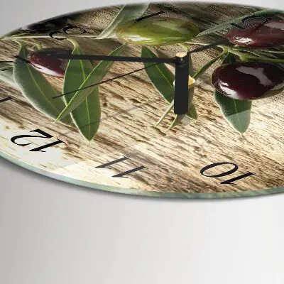 Wandklok glas decoratie rond Olijven