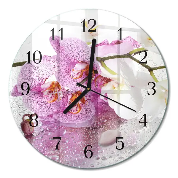 Klok glas met opdruk rond Orchidee