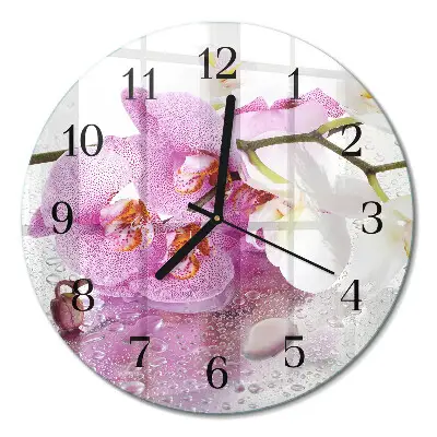 Klok glas met opdruk rond Orchidee
