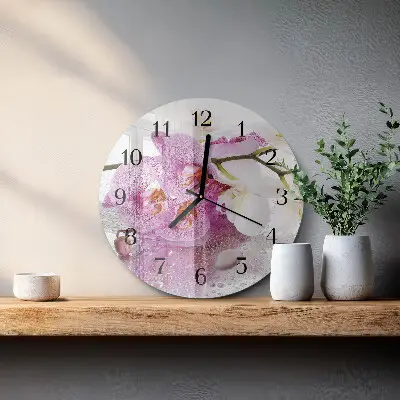 Klok glas met opdruk rond Orchidee