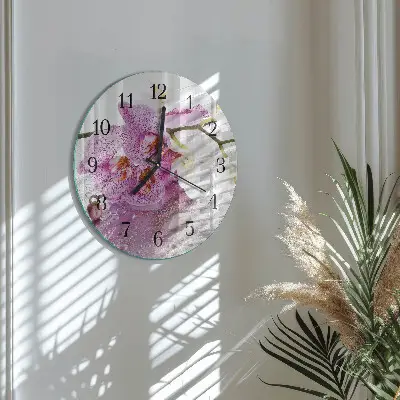 Klok glas met opdruk rond Orchidee
