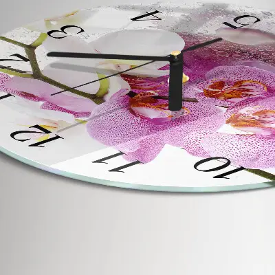 Klok glas met opdruk rond Orchidee