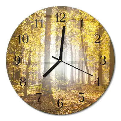 Ronde glazen klok De herfst in het bos