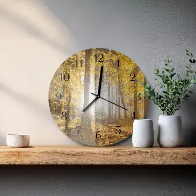 Ronde glazen klok De herfst in het bos