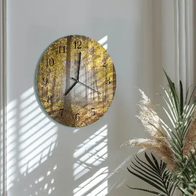 Ronde glazen klok De herfst in het bos
