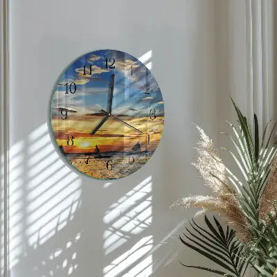 Ronde glas klok Zonsondergang