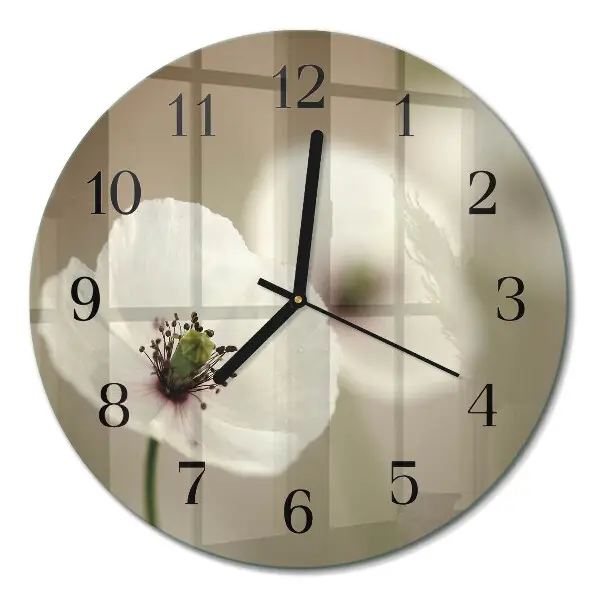 Klok glas met opdruk rond Papaver