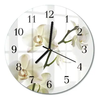 Wandklok glas decoratie rond Orchidee