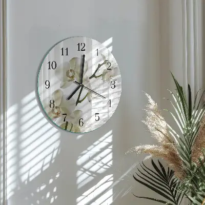 Wandklok glas decoratie rond Orchidee