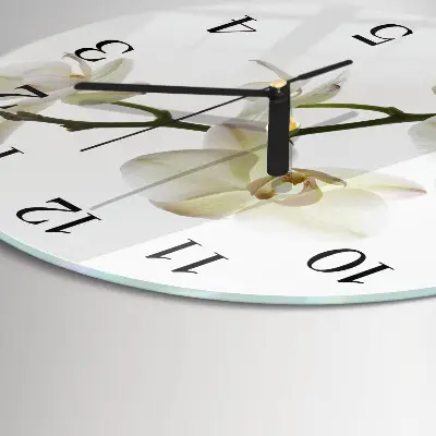 Wandklok glas decoratie rond Orchidee