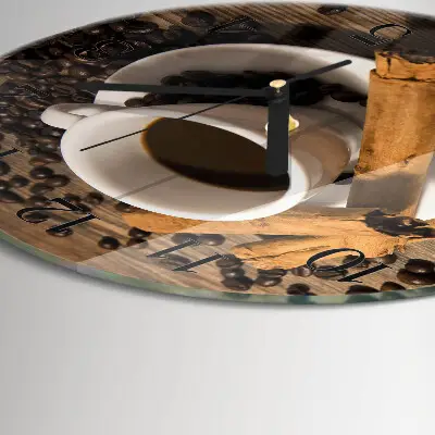 Wandklok glas decoratie rond Kaneelkoffie