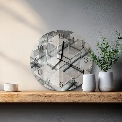 Ronde glazen wandklok Dobbelstenen